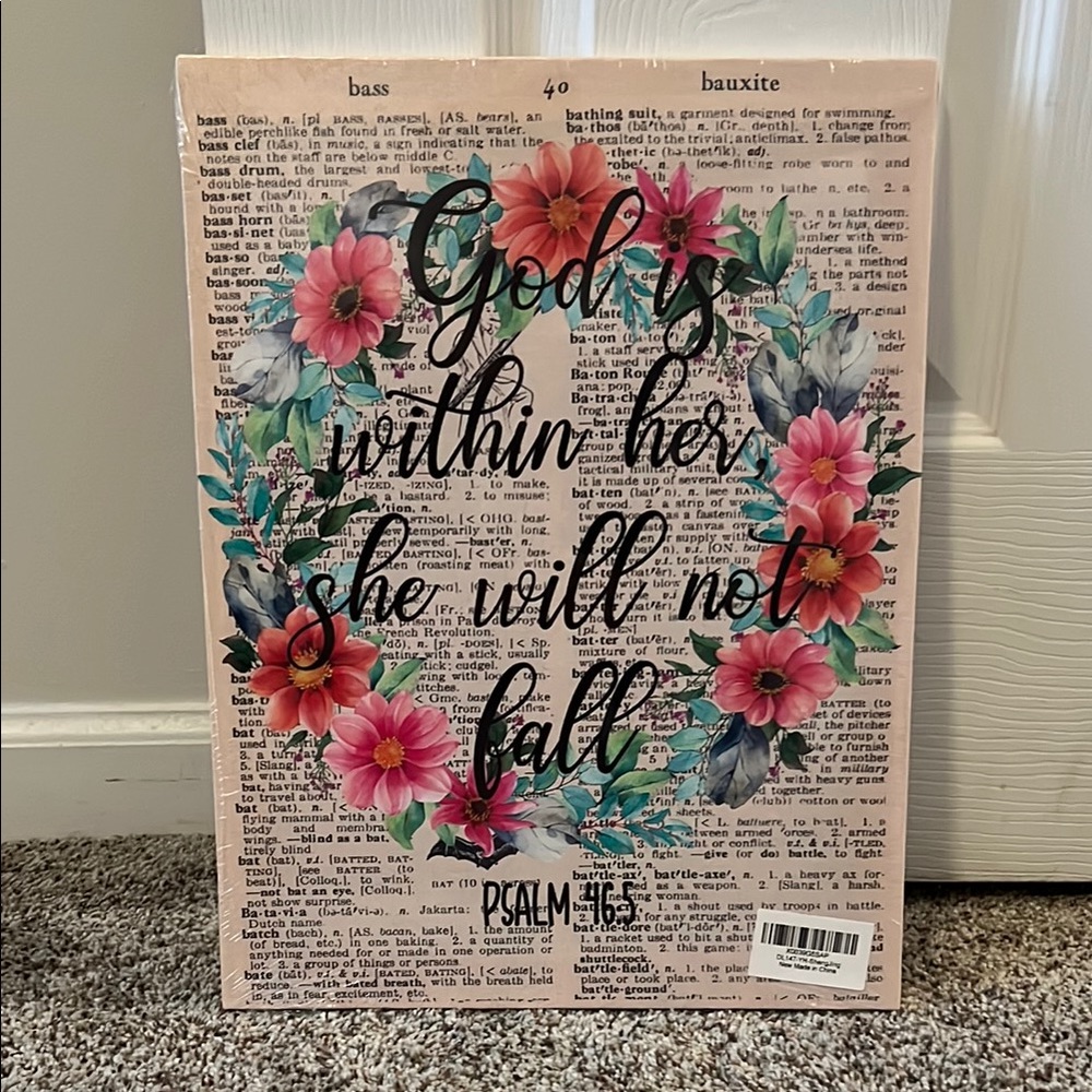Floral Inspirational Wall Art with Psalm 46:5 Quote